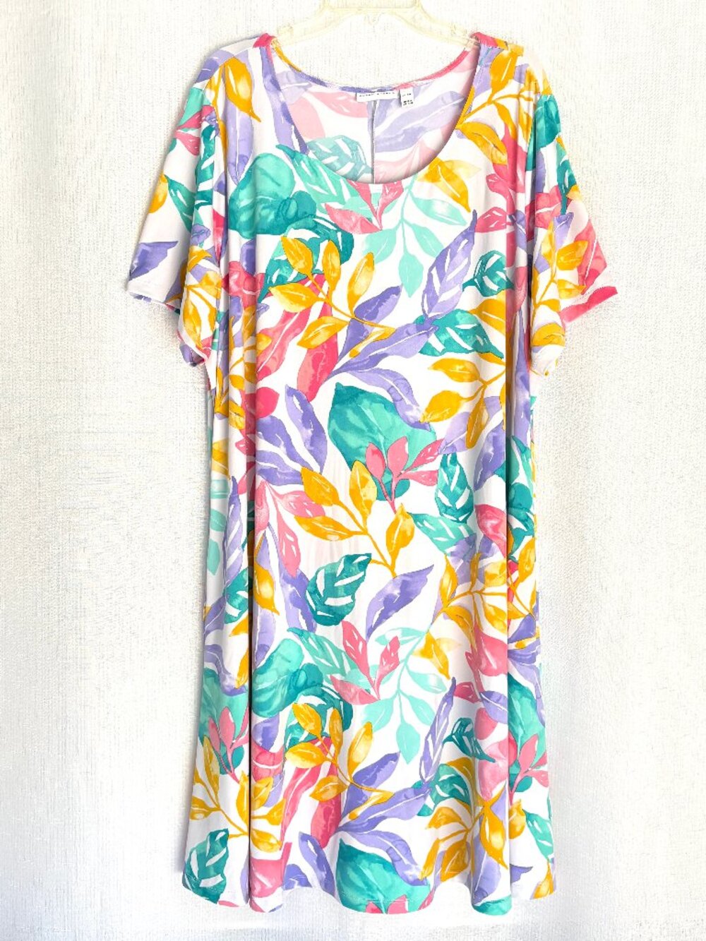 SUSAN GRAVER Sz 4X Petite Tropical Print Liquid Knit Fit and Flare Dress
